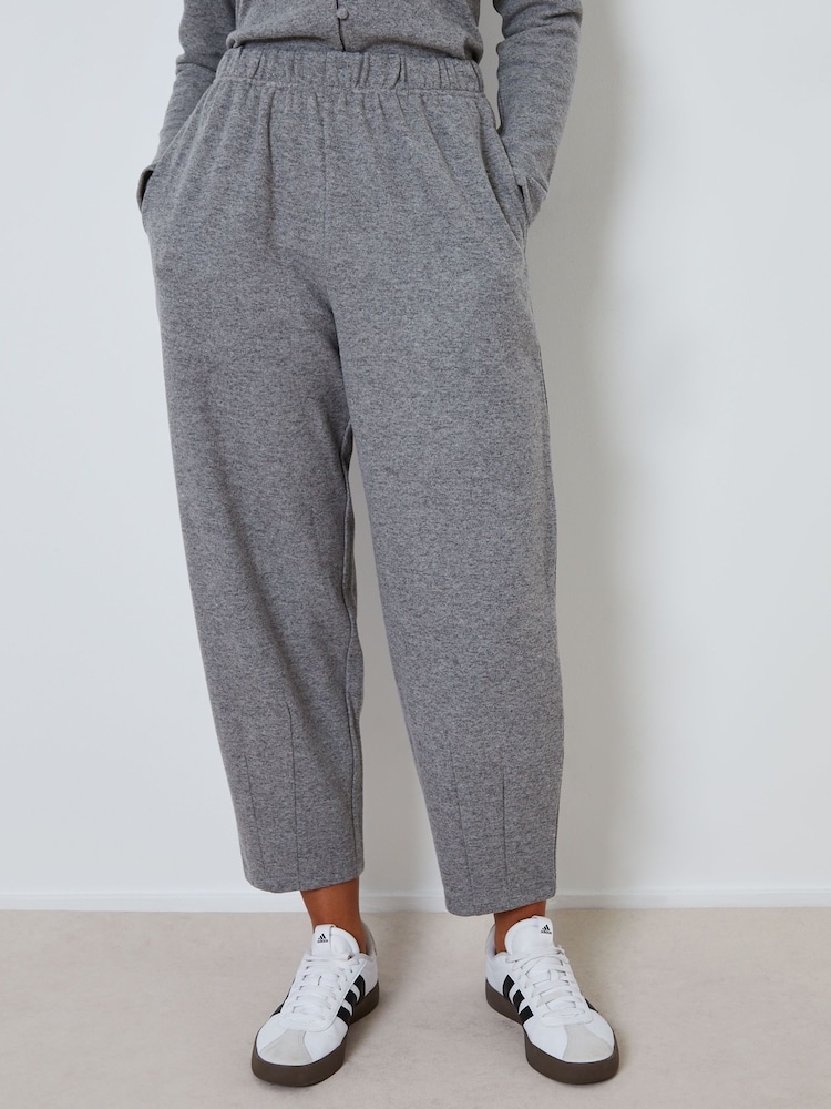 Threadbare Grey Barrel Leg Seam Detail Ribbed Wide Leg Joggers - Image 2 of 4