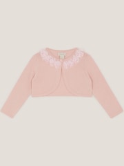 Monsoon Pink Baby Ottilie Appliqué Rose Cardigan - Image 1 of 3