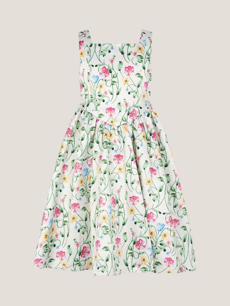 Monsoon Cream Dancer Floral Basque Party Dress - Image 1 of 3