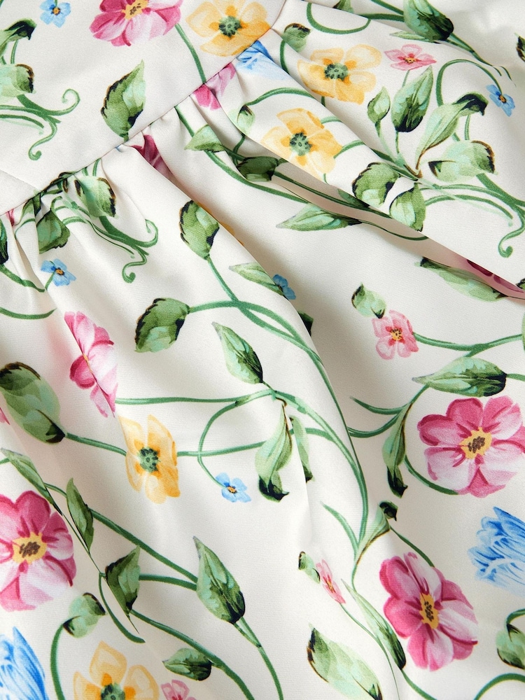 Monsoon Cream Dancer Floral Basque Party Dress - Image 3 of 3