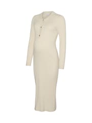 Mamalicious Cream Maternity and Nursing Long Sleeve Midi Dress - Image 5 of 5
