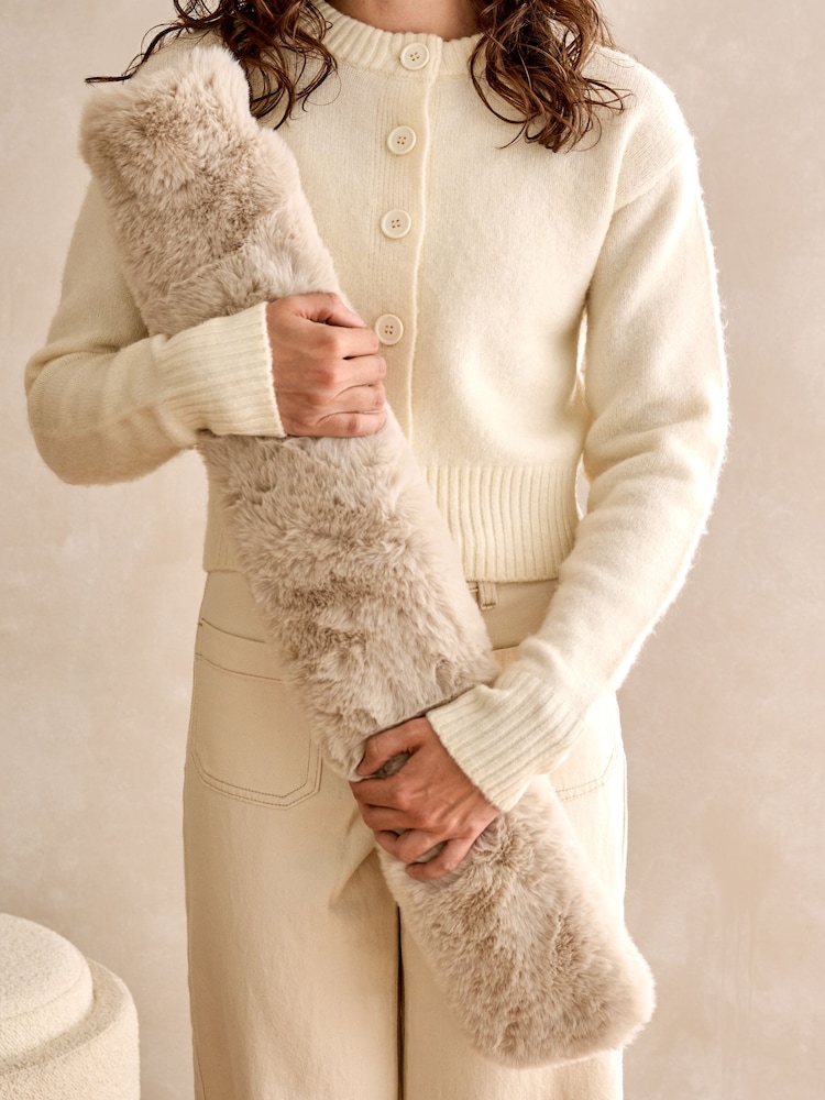 Natural Long Faux Fur Hot Water Bottle - Image 2 of 6 Natural Long Faux Fur Hot Water Bottle - Image 2 of 6