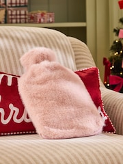 Pink Faux Fur Hot Water Bottle - Image 1 of 4