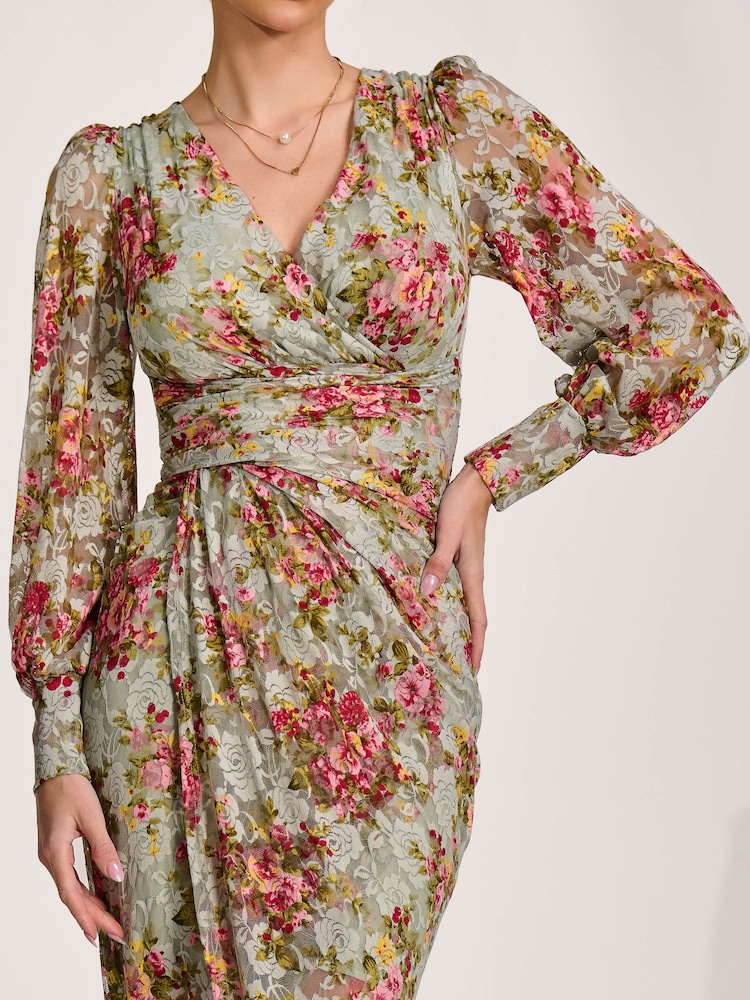 green long sleeve ruched dress Long Sleeve Formal Strech Ruched Dress