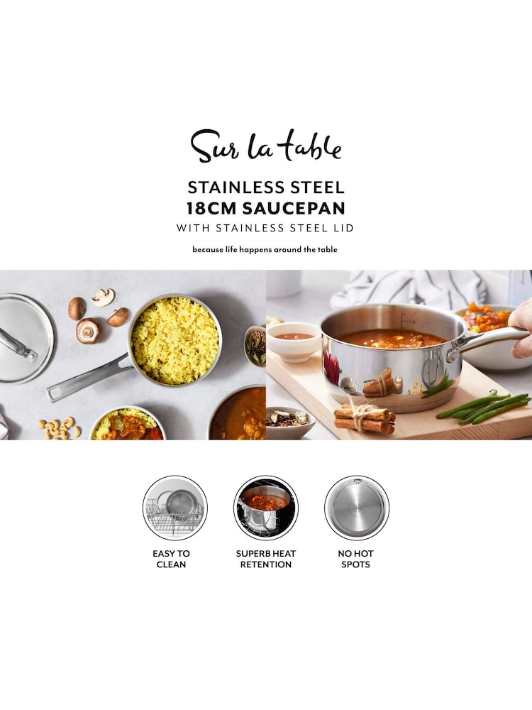 Sur La Table Stainless Steel Saucepan with Lid 18cm - Image 2 of 9