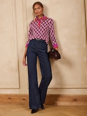 Love & Roses Purple Heart Ruffled Collar Knitted Top - Image 3 of 4