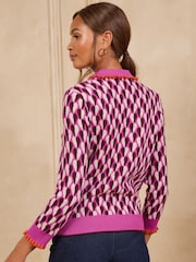 Love & Roses Purple Heart Ruffled Collar Knitted Top - Image 4 of 4