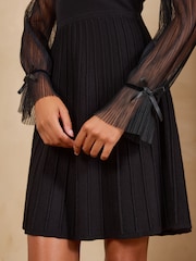 Love & Roses Black Woven Sleeve V-Neck Knitted Mini Dress - Image 5 of 5