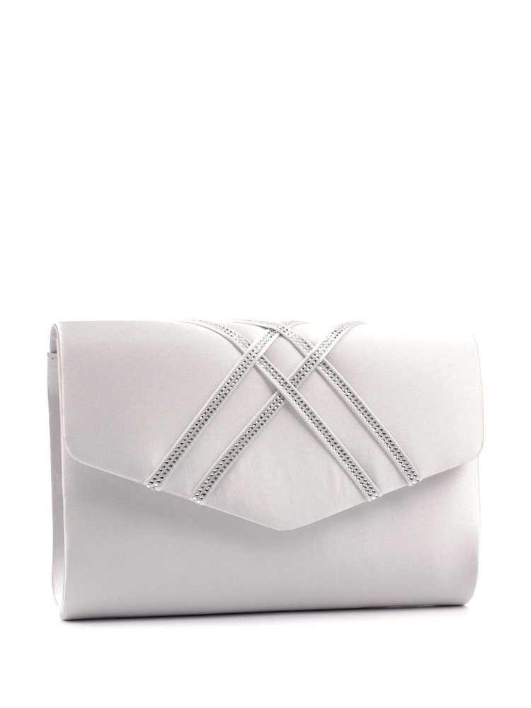 Plata - Lunar Priscilla Clutch with Detachable Strap - Imagen 1 de 3