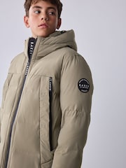 Daş - Baker by Ted Baker Shower Resistant Longline Padded Coat - 17şəkildən 4 şəkil