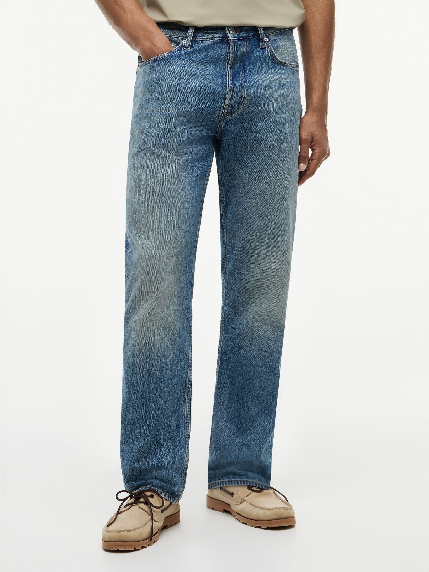 Buy Tommy Hilfiger Blue Whiskered Relaxed Straight Leg Jeans from