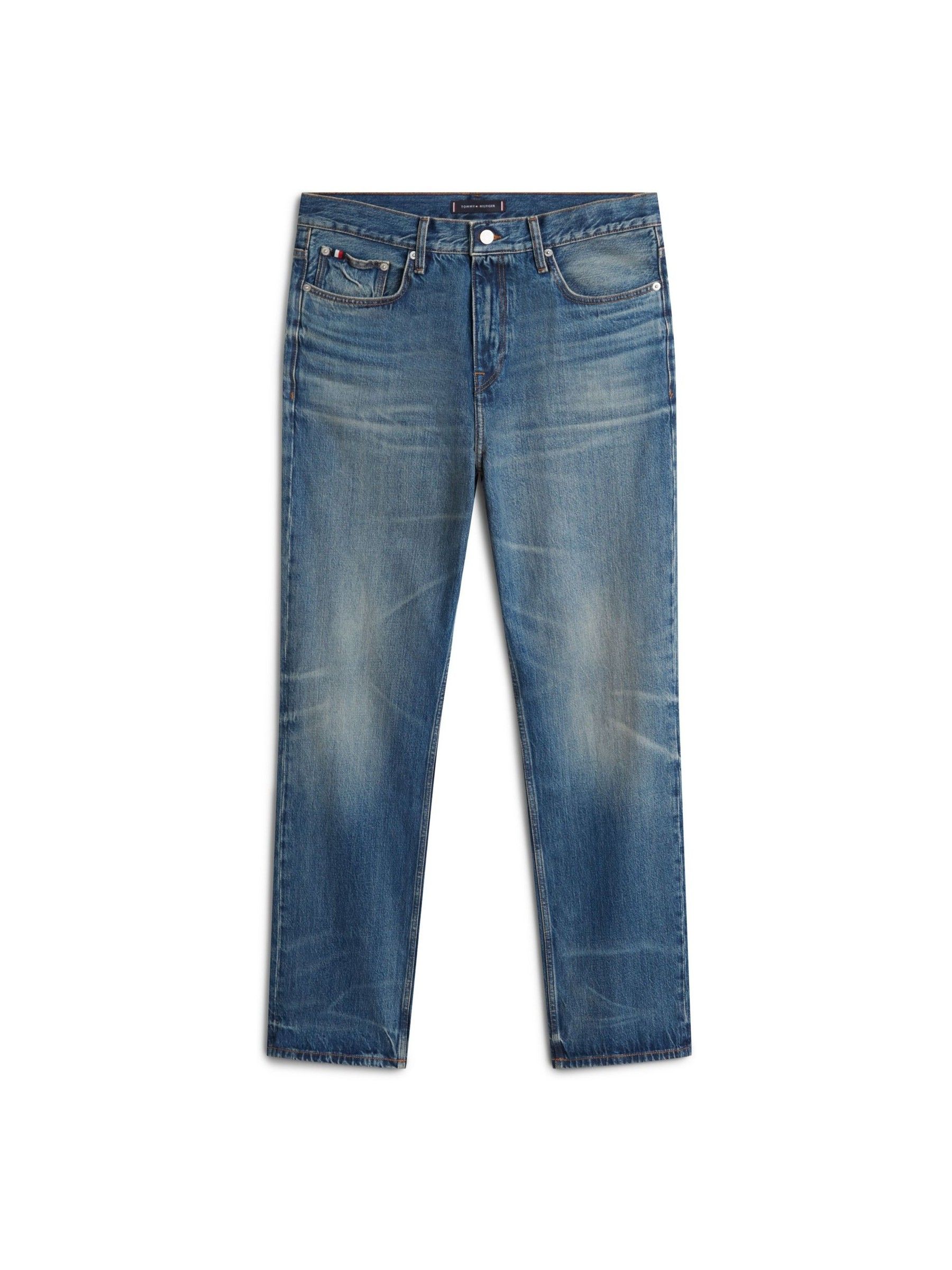 Buy Tommy Hilfiger Blue Whiskered Relaxed Straight Leg Jeans from