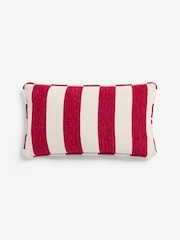 Red 50 x 30cm Chenille Stripe Cushion - Image 3 of 4