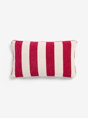 Red 50 x 30cm Chenille Stripe Cushion - Image 4 of 4