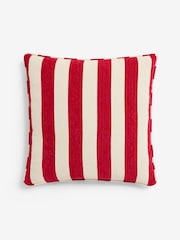 Red 59 x 59cm Chenille Stripe Cushion - Image 4 of 5