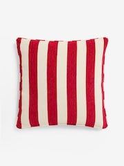 Red 59 x 59cm Chenille Stripe Cushion - Image 5 of 5