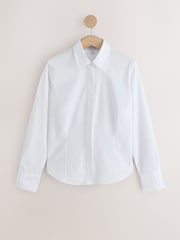 White Fuller Bust Fitted Stretch Essential Long Sleeve Shirt - Image 5 of 7