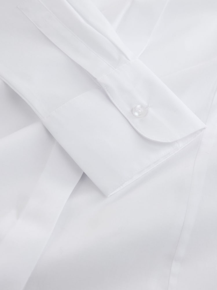 White Fuller Bust Fitted Stretch Essential Long Sleeve Shirt - Image 2 of 3 White Fuller Bust Fitted Stretch Essential Long Sleeve Shirt - Image 2 of 3