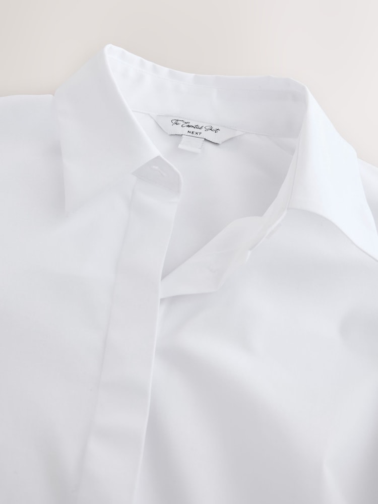 White Fuller Bust Fitted Stretch Essential Long Sleeve Shirt - Image 7 of 7 White Fuller Bust Fitted Stretch Essential Long Sleeve Shirt - Image 7 of 7