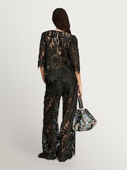 Munthe Black Bubble Floral Lace Sheer Top - Image 2 of 6