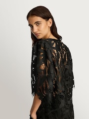 Munthe Black Bubble Floral Lace Sheer Top - Image 4 of 6