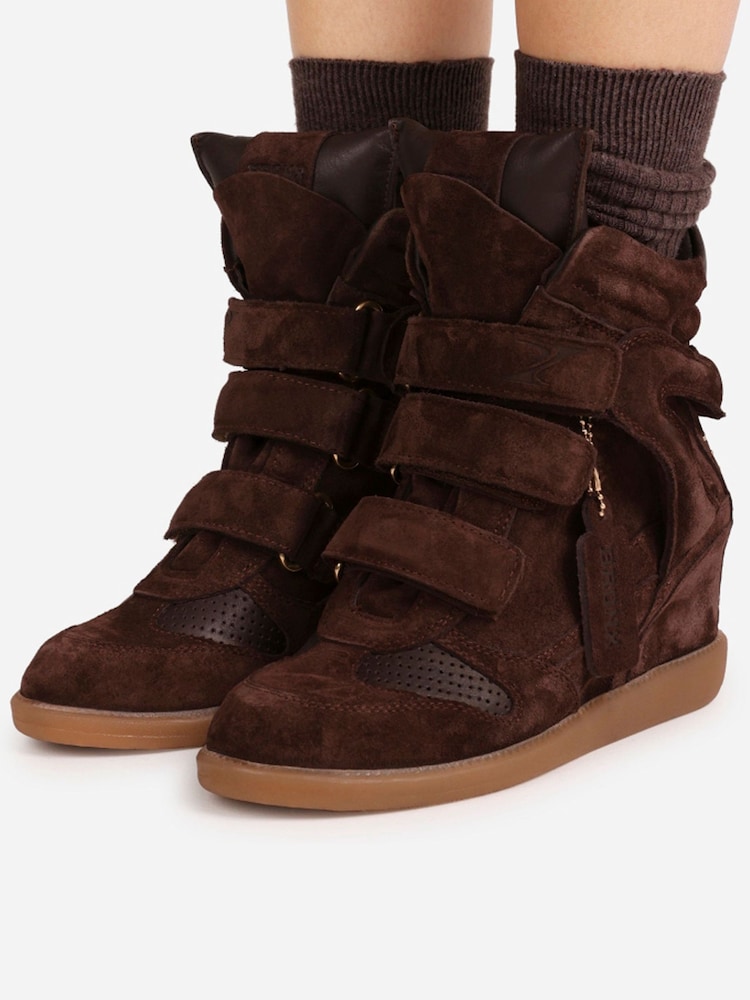 Bronx Brown Jaeyy Suede Velcro Wedge Boots - Image 1 of 6