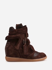 Bronx Brown Jaeyy Suede Velcro Wedge Boots - Image 2 of 6