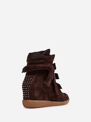Bronx Brown Jaeyy Suede Velcro Wedge Boots - Image 3 of 6