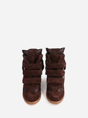 Bronx Brown Jaeyy Suede Velcro Wedge Boots - Image 4 of 6