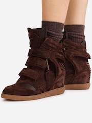 Bronx Brown Jaeyy Suede Velcro Wedge Boots - Image 5 of 6
