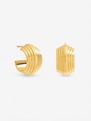 Jon Richard Waterproof Ribbed Chubby Hoop Earrings - Imagen 1 de 3