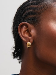 Jon Richard Waterproof Ribbed Chubby Hoop Earrings - Imagen 3 de 3