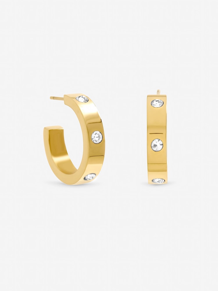 Jon Richard Gold Tone Waterproof and Crystal Hoop Earrings - Image 1 of 1