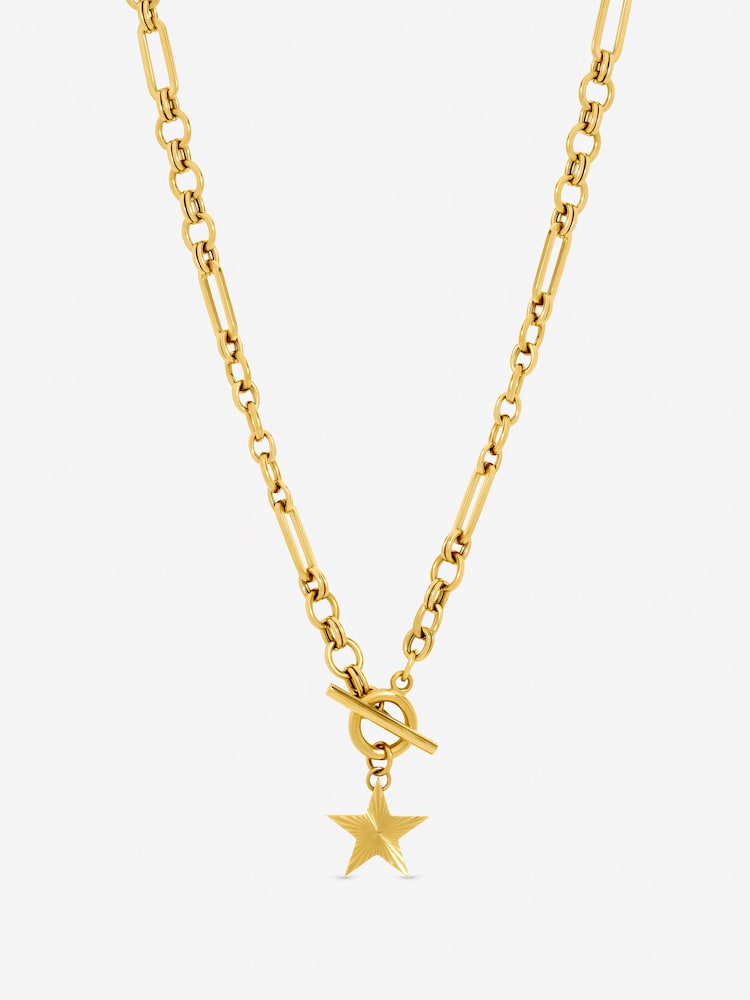 Jon Richard Gold Tone Waterproof Diamond Cut Star T Bar Necklace - Image 1 of 1 Jon Richard Gold Tone Waterproof Diamond Cut Star T Bar Necklace - Image 1 of 1