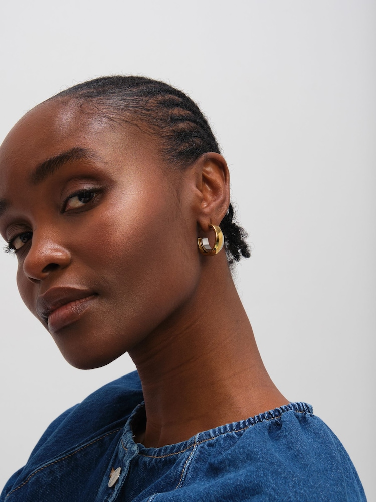 Jon Richard Metallic Waterproof Double Row Hoop Earrings - Image 2 of 3 Jon Richard Metallic Waterproof Double Row Hoop Earrings - Image 2 of 3