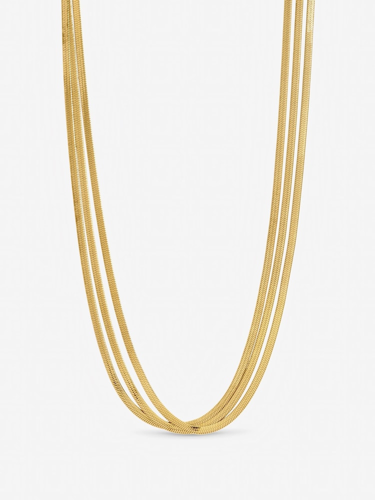 Jon Richard Gold Tone Waterproof Multirow Snake Chain Necklace - Image 1 of 2