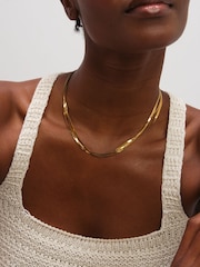 Jon Richard Gold Tone Waterproof Multirow Snake Chain Necklace - Image 2 of 2