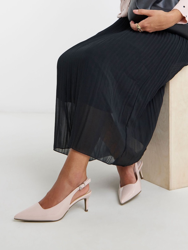 Simply Be Pink Extra Wide Fit Kitten Heel Sling Back Shoes - Image 1 of 4