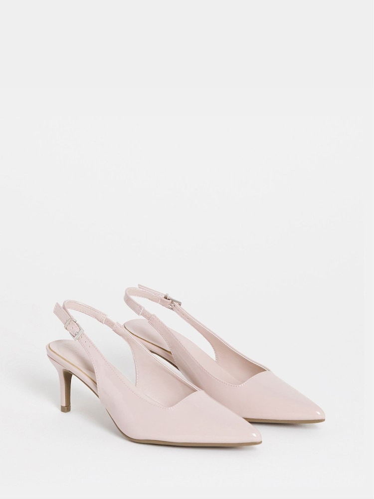 Simply Be Pink Extra Wide Fit Kitten Heel Sling Back Shoes - Image 2 of 4