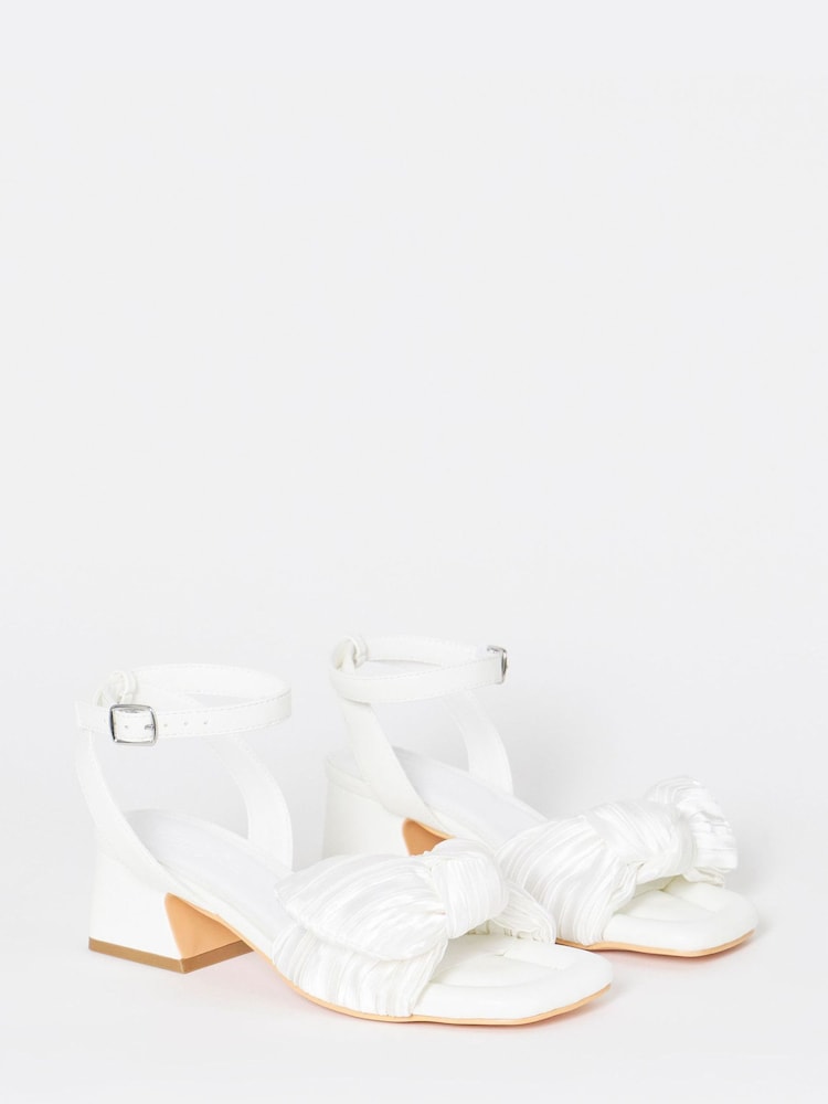 Simply Be White Side Bow Low Block Heels - Image 2 of 4