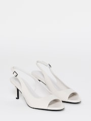 Simply Be Cream Wide Fit Peep Toe Heeled Sandals - Image 2 of 4