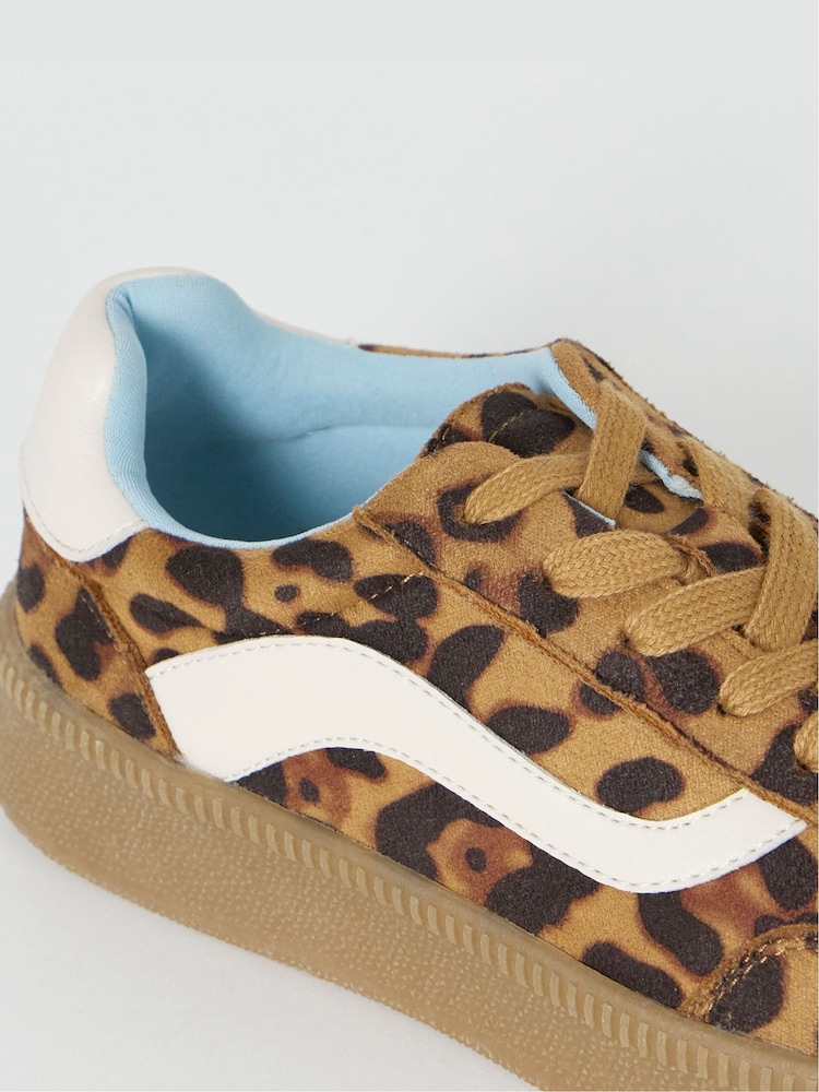 Simply Be Leopard Extra Wide Fit Chunky Retro Trainers - Image 4 of 4