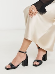 Simply Be Black Ground Wide Fit Barely There Heeled Sandals - Image 1 of 4