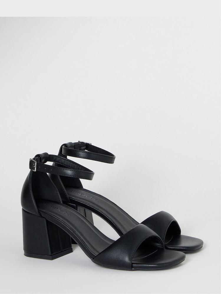 Simply Be Black Ground Wide Fit Barely There Heeled Sandals - Image 2 of 4