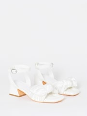 Simply Be White Side Bow Low Block Heels - Image 2 of 4