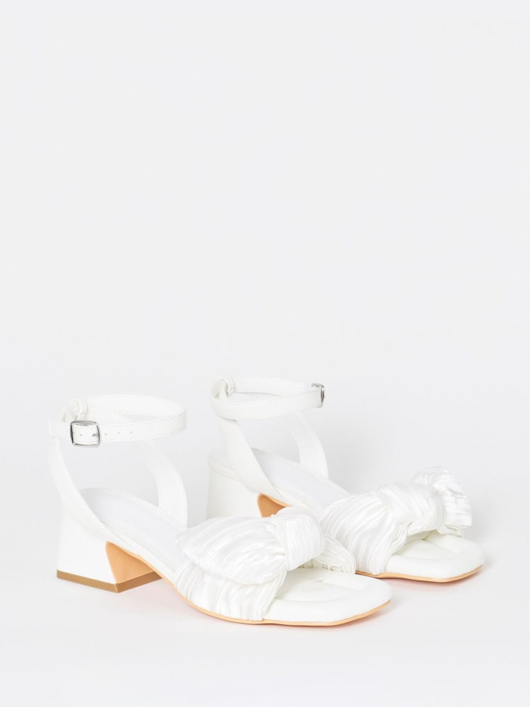 Simply Be White Side Bow Low Block Heels - Image 2 of 4