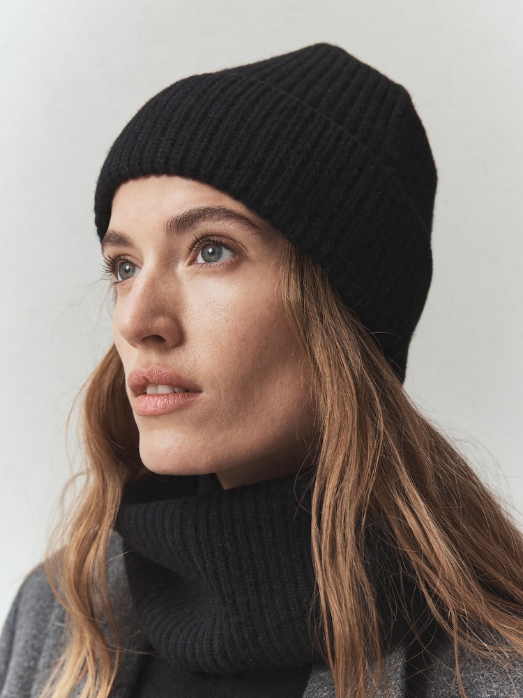 Black N.Premium Cashmere Beanie Hat - Image 1 of 3