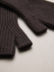 Chocolate Brown N.Premium Cashmere Handwarmer Gloves - Image 2 of 3