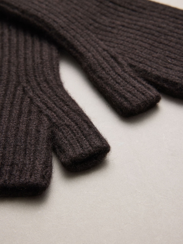 Chocolate Brown N.Premium Cashmere Handwarmer Gloves - Image 2 of 3