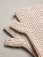 Oatmeal - N. Premium Cashmere Blend Handwarmer Gloves - 7এর মধ্যে 6 ছবি